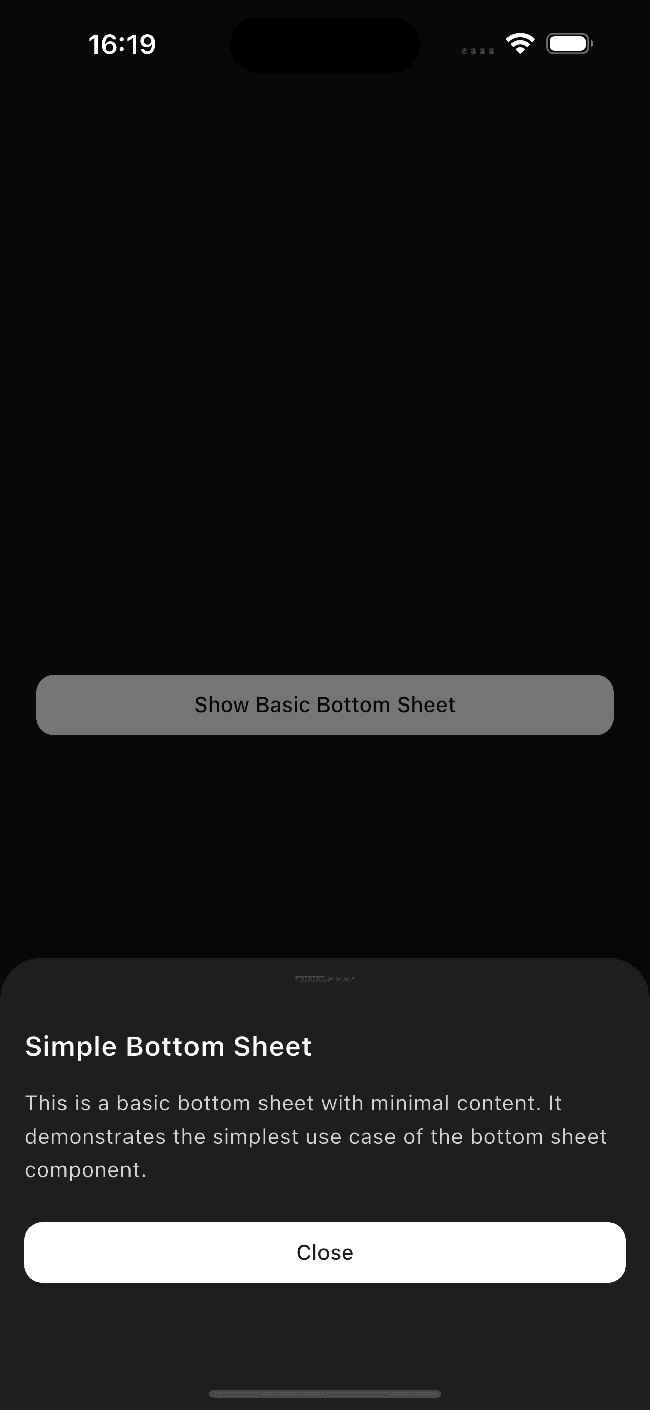 Basic bottom sheet preview