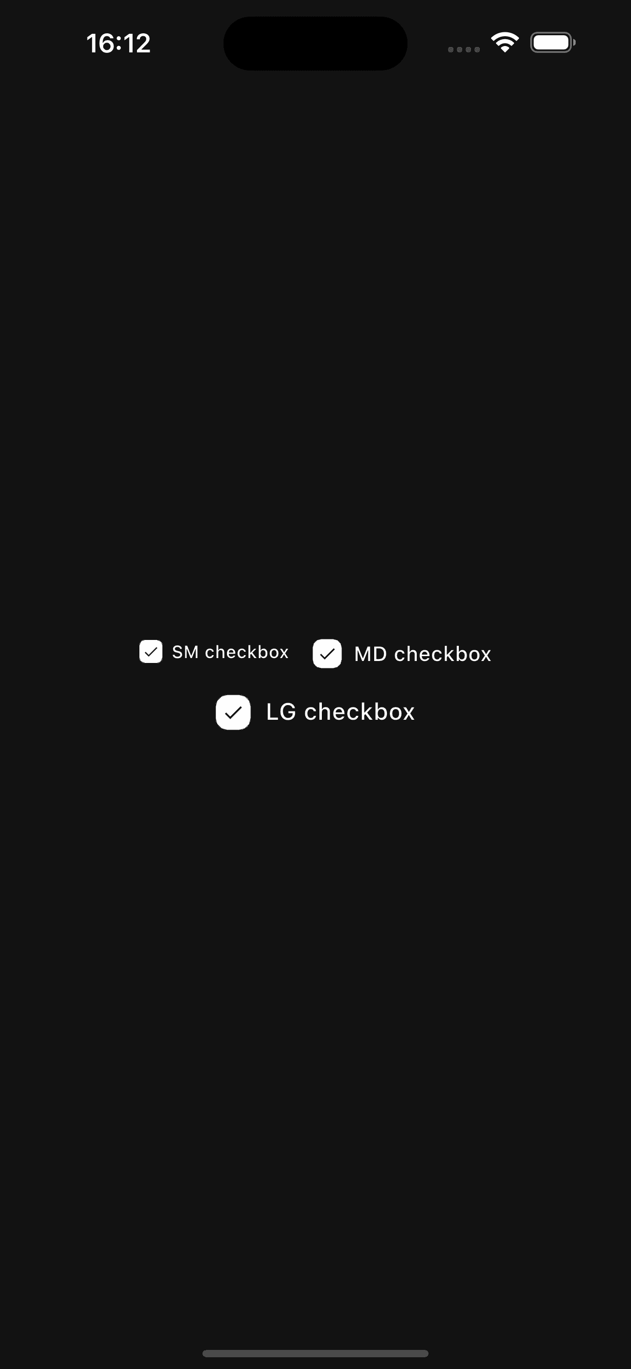 Checkbox sizes preview