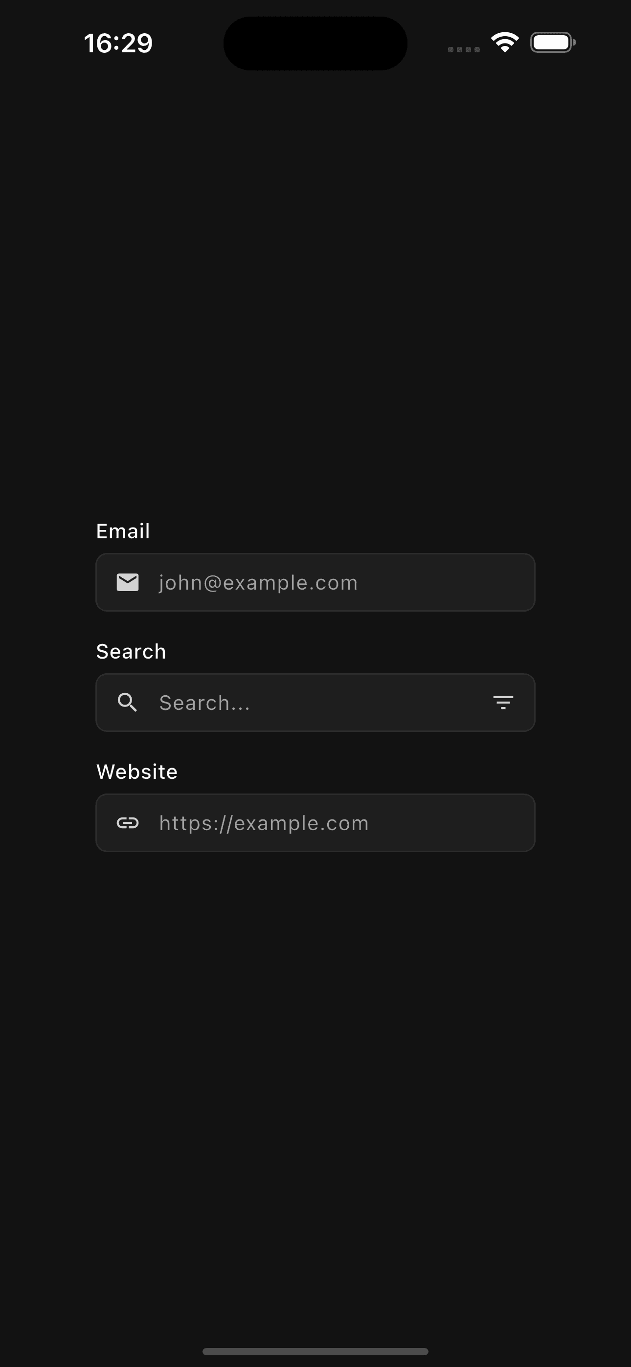 Text field with icons preview