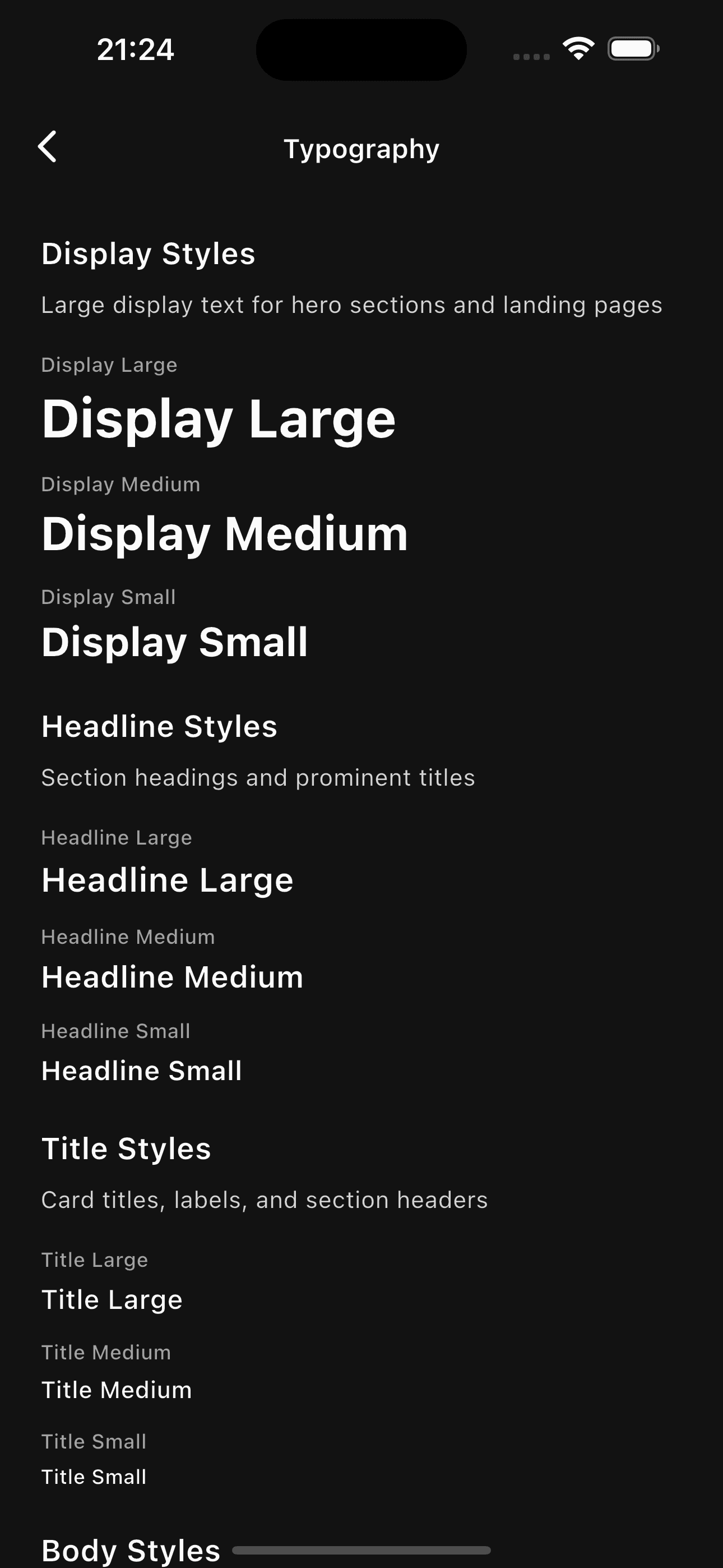 Basic typography component preview