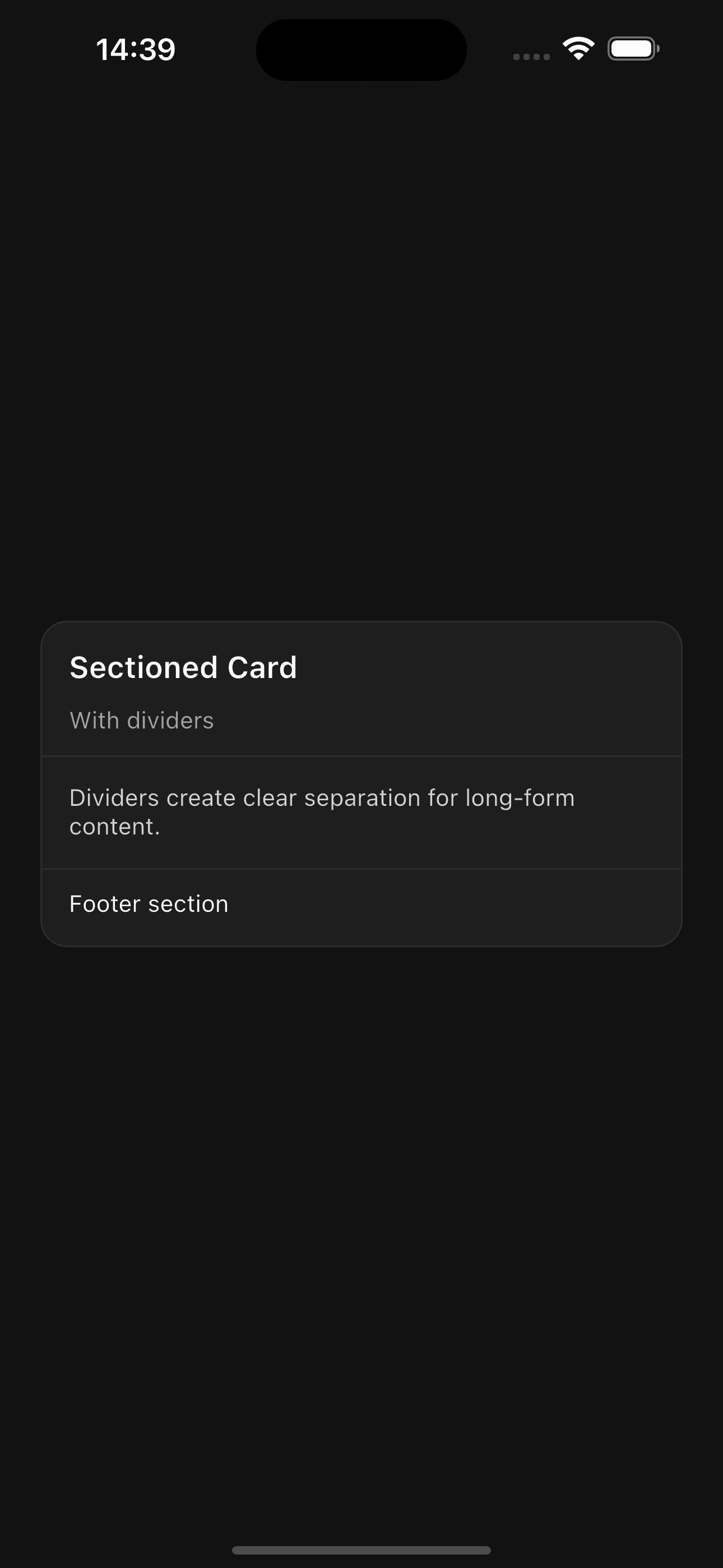 Card with divider preview