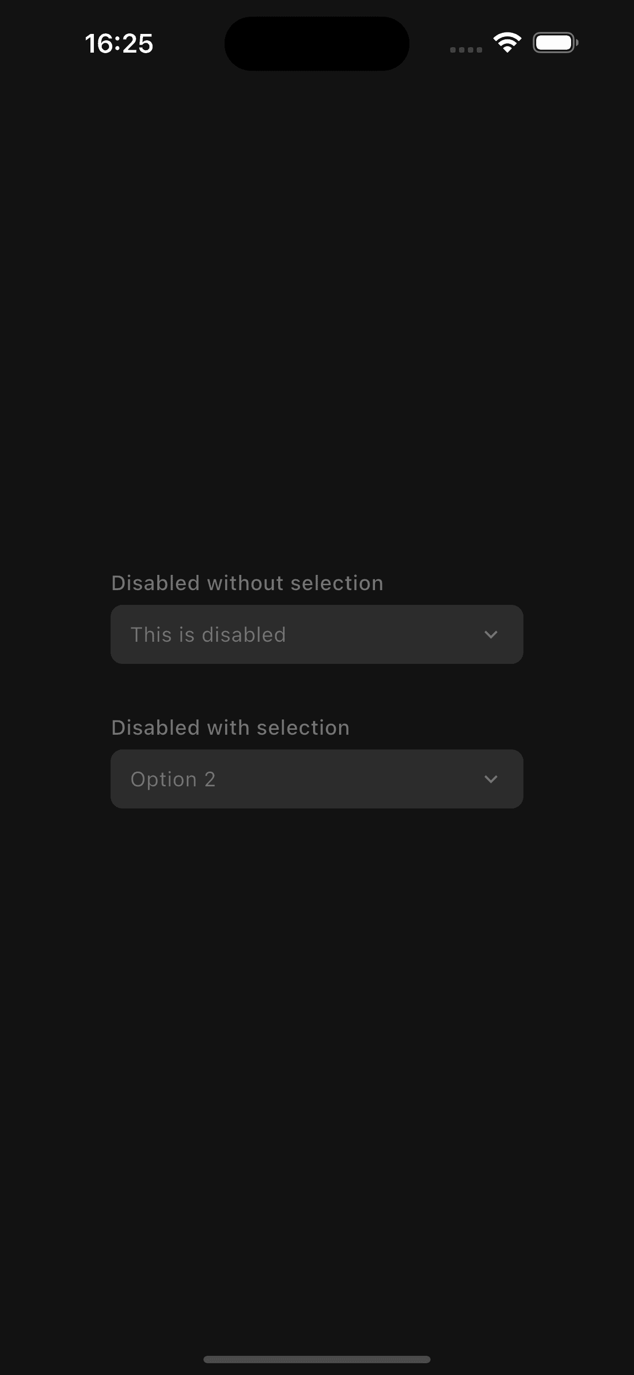 Dropdown disabled state preview